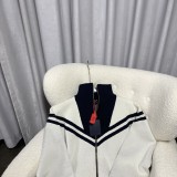 Louis Vuitton High Street Classic Striped Stand up Collar Zipper Woolen Coat