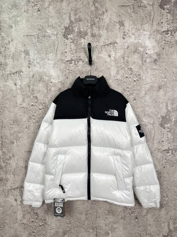 The North Face Classic Contrast Embroidered Logo Large Grid Casual Down Jacket