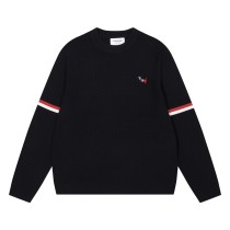 Thom Browne Classic New Embroidered Dog Round Neck Hooded Wool Sweater