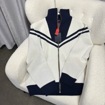 Louis Vuitton High Street Classic Striped Stand up Collar Zipper Woolen Coat