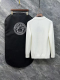 Versace Unisex Versatile Logo Printed Half High Collar Wool Sweater