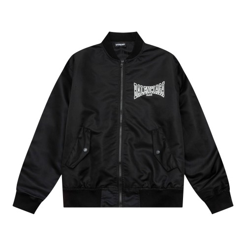Balenciaga Classic Letter Logo Print Oversize Zipper Flight Jacket