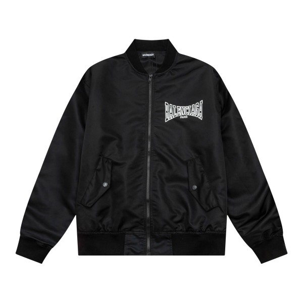 Balenciaga Classic Letter Logo Print Oversize Zipper Flight Jacket