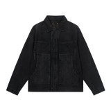 Louis Vuitton New Retro Relief Logo Black Grey Washed Denim Coat