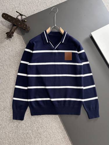 LoeweNew Leather Logo Striped Casual Collar Sweater