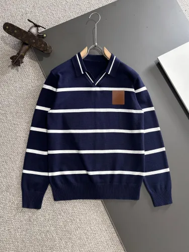 LoeweNew Leather Logo Striped Casual Collar Sweater