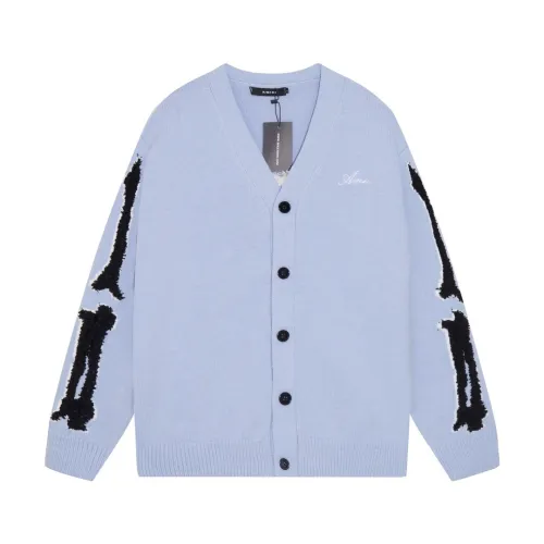 Amiri Fashion Logo Jacquard tassel V-neck cardigan sweater