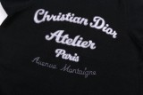 Dior Classic Letter Embroidered Logo Round Neck Wool Sweater