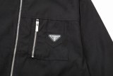 Prada Classic Triangle Logo Multi Zipper Stand Up Collar Flying Jacket