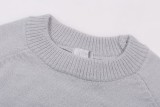 Dior Classic Letter Embroidered Logo Round Neck Wool Sweater