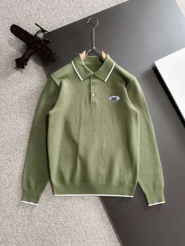 Prada New Embroidered Logo Casual Collar Sweater