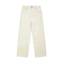 Louis Vuitton New Classic Checkered Jacquard Cream Casual Pants