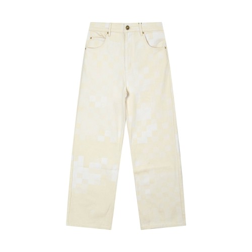 Louis Vuitton New Classic Checkered Jacquard Cream Casual Pants