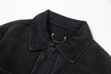 Louis Vuitton New Retro Relief Logo Black Grey Washed Denim Coat