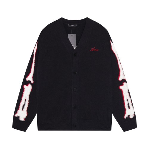 Amiri Fashion Logo Jacquard tassel V-neck cardigan sweater