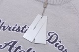 Dior Classic Letter Embroidered Logo Round Neck Wool Sweater