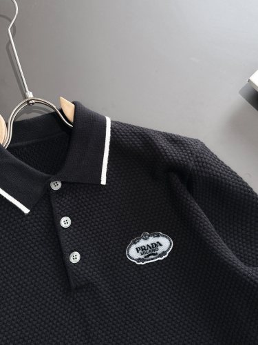 Prada New Embroidered Logo Casual Collar Sweater