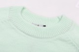 Dior Classic Letter Embroidered Logo Round Neck Wool Sweater