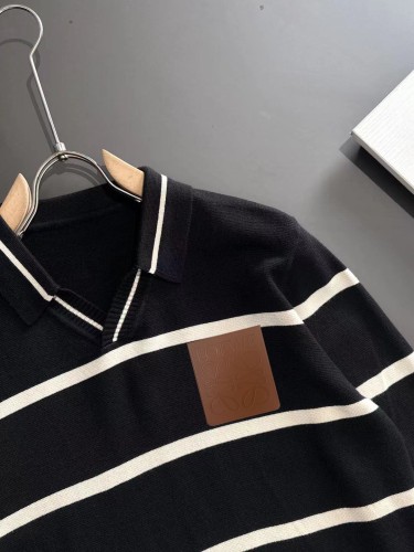 LoeweNew Leather Logo Striped Casual Collar Sweater