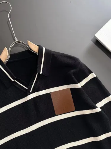 LoeweNew Leather Logo Striped Casual Collar Sweater