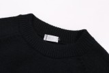 Dior Classic Letter Embroidered Logo Round Neck Wool Sweater