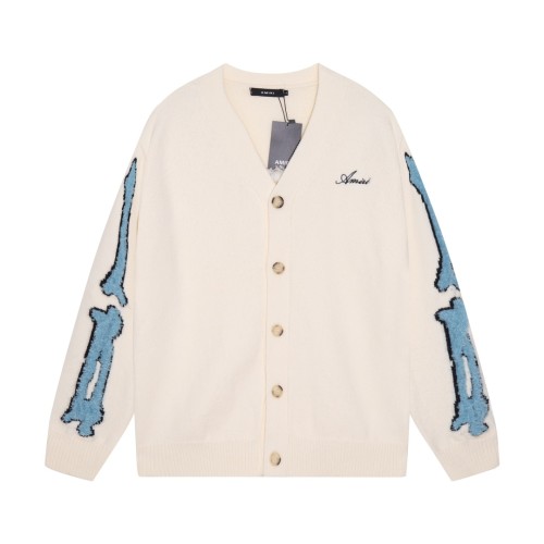Amiri Fashion Logo Jacquard tassel V-neck cardigan sweater