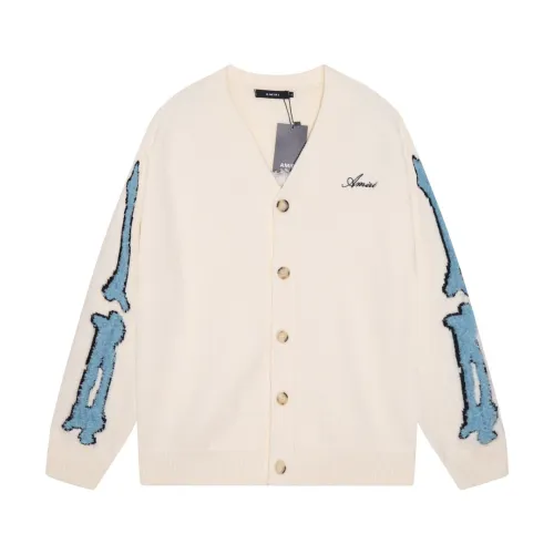 Amiri Fashion Logo Jacquard tassel V-neck cardigan sweater