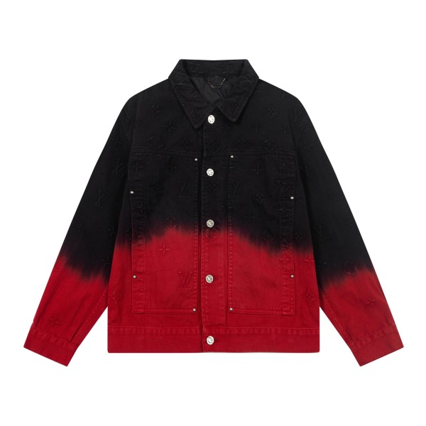Louis Vuitton Fashion Heavy Industries Embroidered Logo Gradient Denim Long Sleeve Jacket