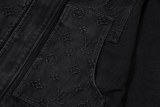 Louis Vuitton New Retro Relief Logo Black Grey Washed Denim Coat