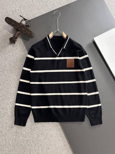 LoeweNew Leather Logo Striped Casual Collar Sweater