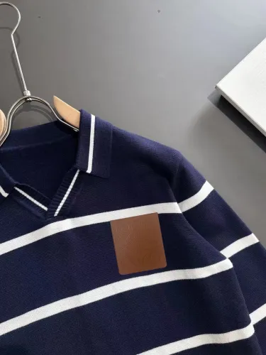 LoeweNew Leather Logo Striped Casual Collar Sweater