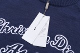 Dior Classic Letter Embroidered Logo Round Neck Wool Sweater