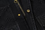 Louis Vuitton New Retro Relief Logo Black Grey Washed Denim Coat