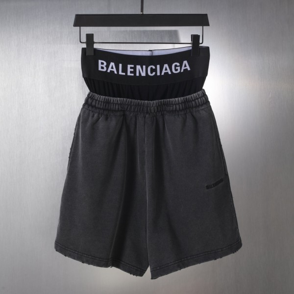 Balenciaga Couple Splicing Fake Two Embroidered Shorts