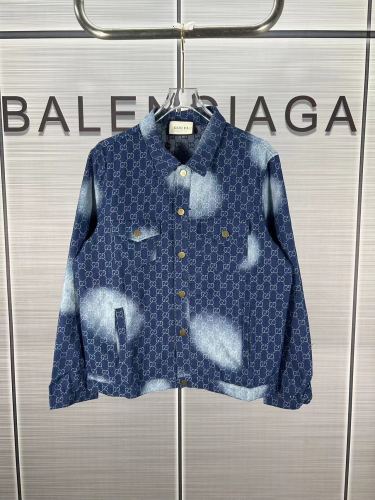 Gucci New Laundry Gradient Vintage Denim Coat Full Logo Rascal Jacket Coat