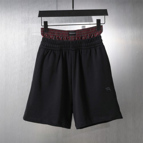 Balenciaga Couple Checkered Button Splicing Fake Two Embroidered Casual Shorts