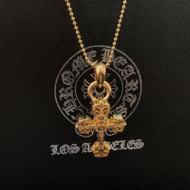 Chrome Hearts Fashion Classic Gold Plated Flame Cross Necklace