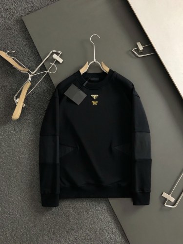 Prada Fashion Splicing Letter Logo Embroidered Round Neck Sweatshirt
