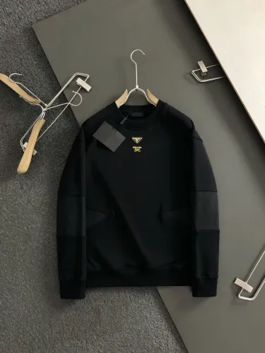 Prada Fashion Splicing Letter Logo Embroidered Round Neck Sweatshirt
