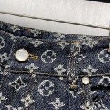 Louis Vuitton Classic Logo Jacquard Skateboarding Denim Jacket Set