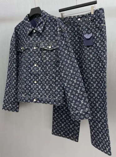 Louis Vuitton Classic Logo Jacquard Skateboarding Denim Jacket Set