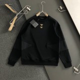 Prada Fashion Splicing Letter Logo Embroidered Round Neck Sweatshirt
