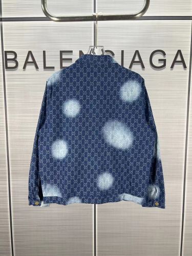 Gucci New Laundry Gradient Vintage Denim Coat Full Logo Rascal Jacket Coat