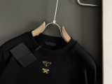 Prada Fashion Splicing Letter Logo Embroidered Round Neck Sweatshirt
