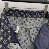 Louis Vuitton Classic Logo Jacquard Skateboarding Denim Jacket Set