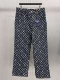 Louis Vuitton Classic Logo Jacquard Skateboarding Denim Jacket Set