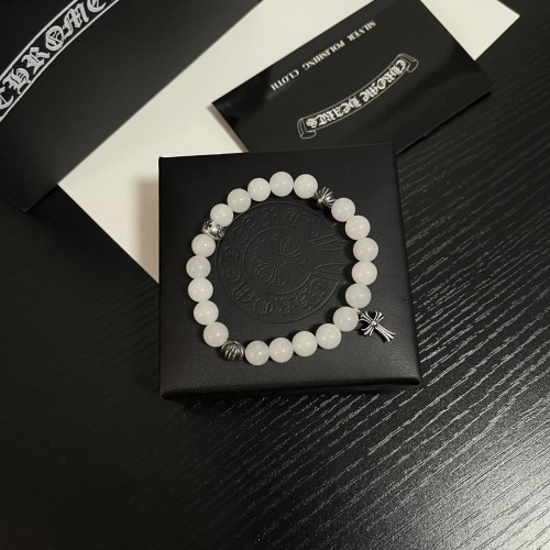 Chrome Hearts Natural Obsidian Bracelet Vintage 925 Pure Silver Cross Bracelet