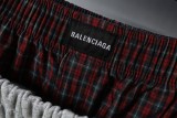 Balenciaga Couple Checkered Button Splicing Fake Two Embroidered Casual Pants