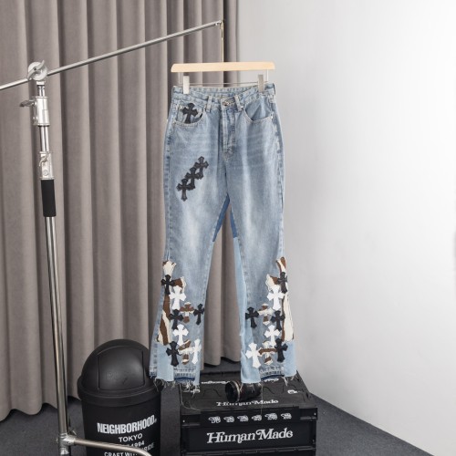 Chrome Hearts Heavy Industry Damaged Hole High Street Casual Jeans