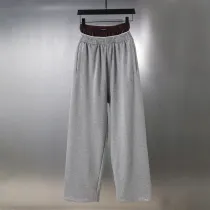 Balenciaga Couple Checkered Button Splicing Fake Two Embroidered Casual Pants